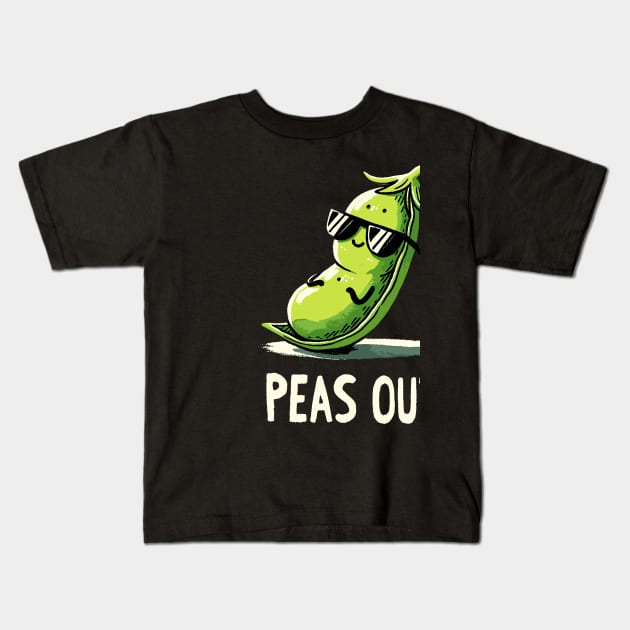 Peas out Peace out (Back Print) Kids T-Shirt by DoodleDashDesigns